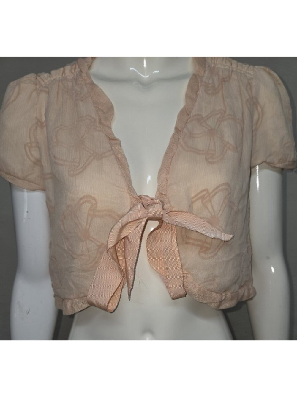 Marc Jacobs Tie Front crop top 100% Silk. Size 8 New with Tag - Picture 2 of 8